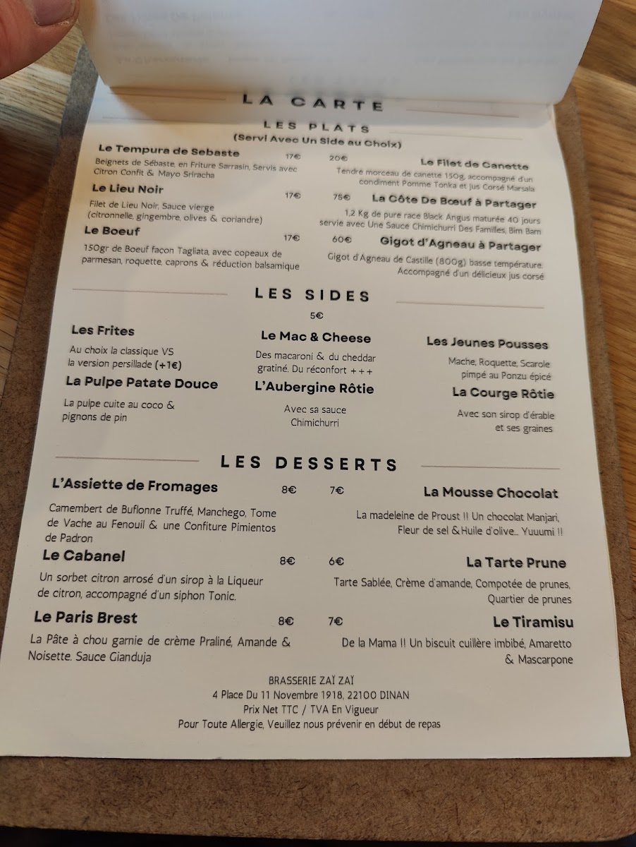Menu Brasserie Zaï Zaï-10