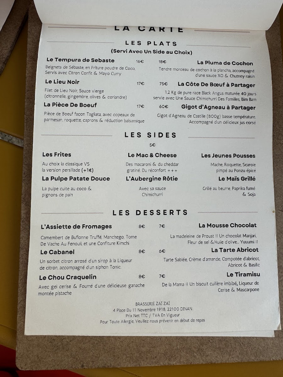 Menu Brasserie Zaï Zaï-2