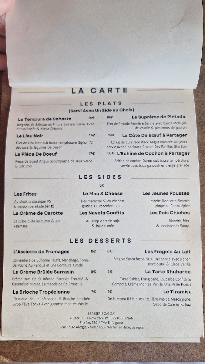 Menu Brasserie Zaï Zaï-7