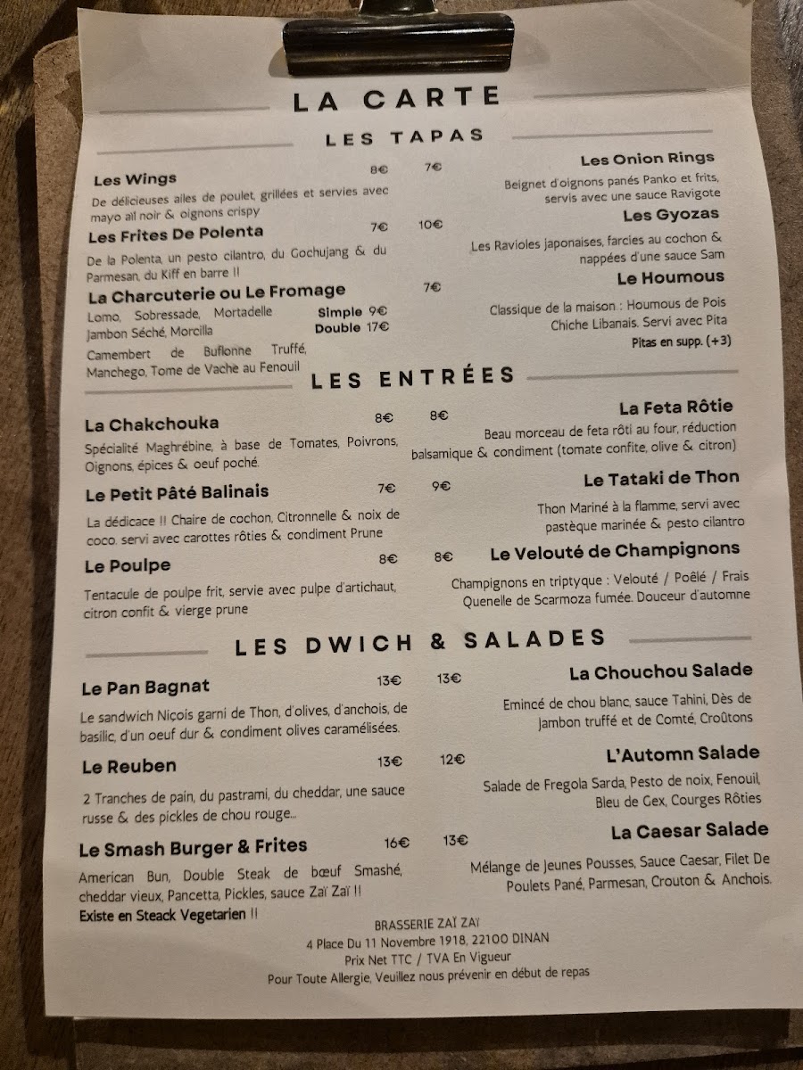 Menu Brasserie Zaï Zaï-8