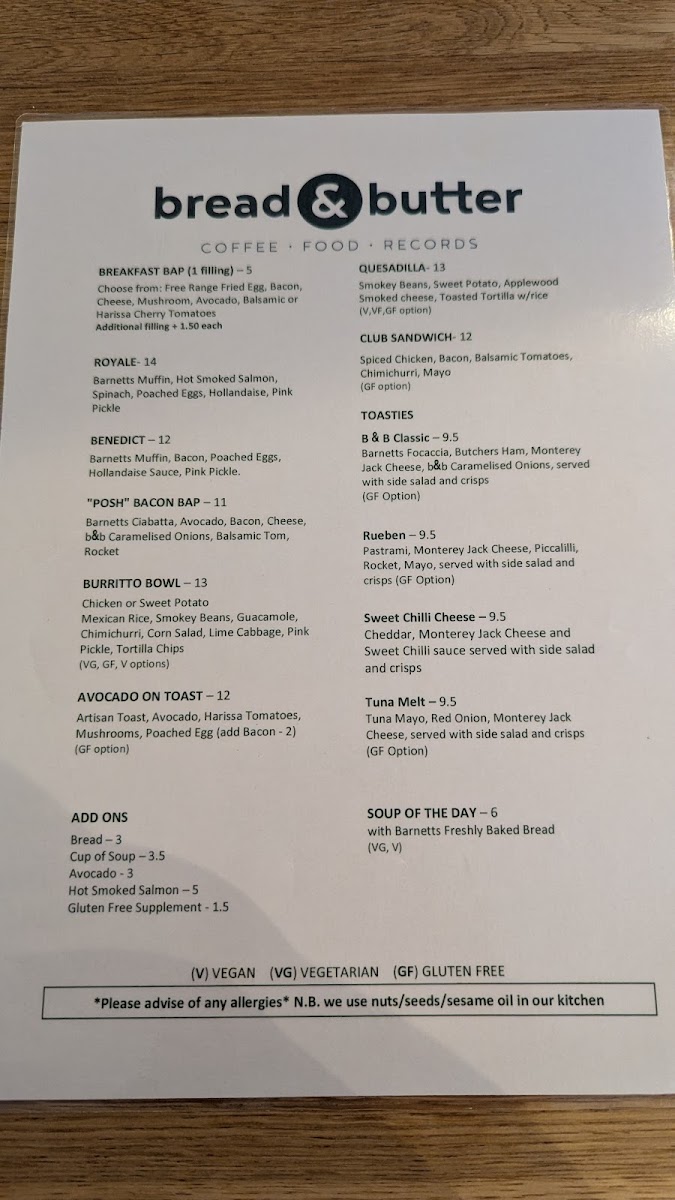 Menu Bread & Butter Cafe-1