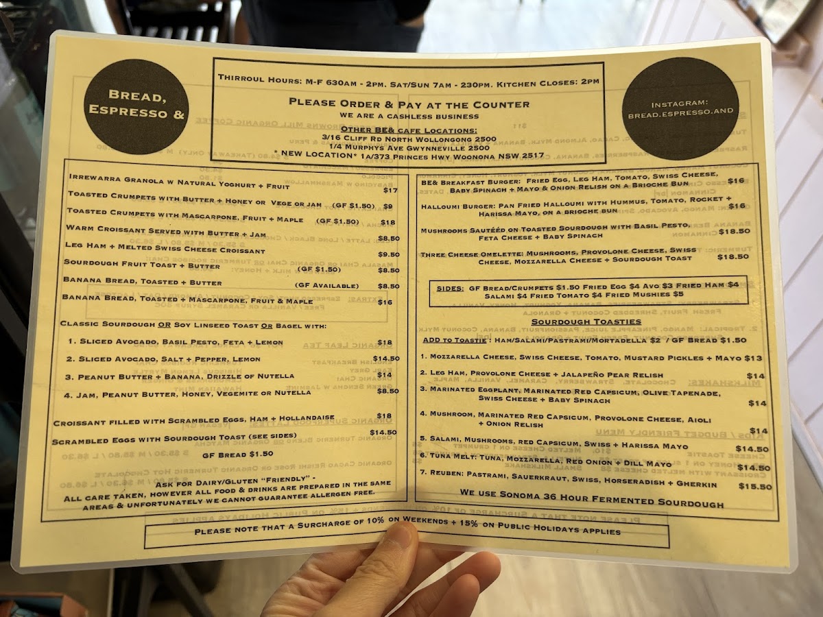 Menu Bread, Espresso & Thirroul-2