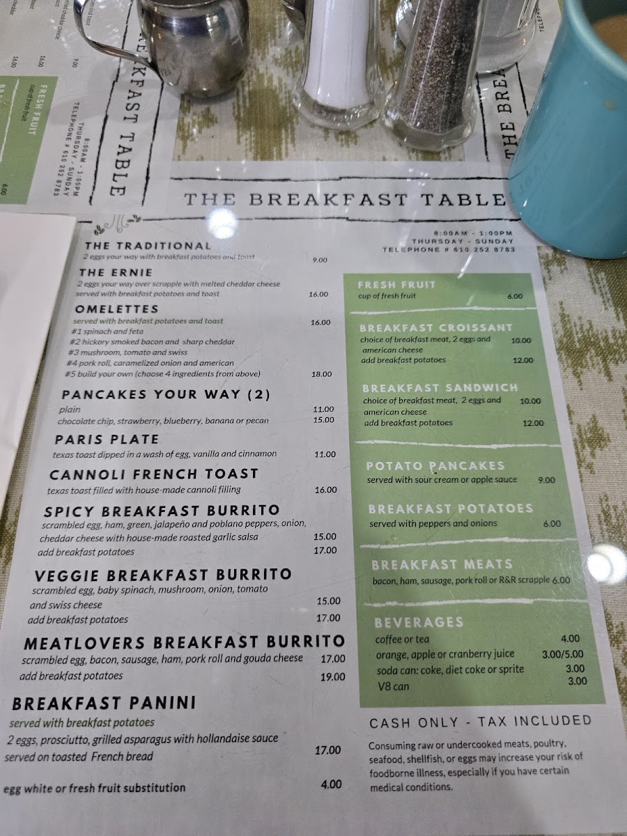 Menu Breakfast Table-1