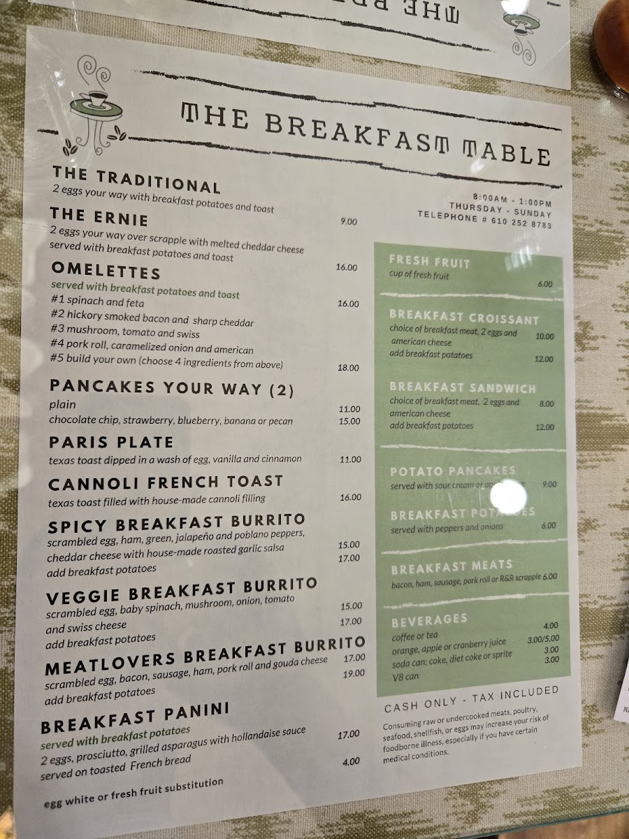 Menu Breakfast Table-2