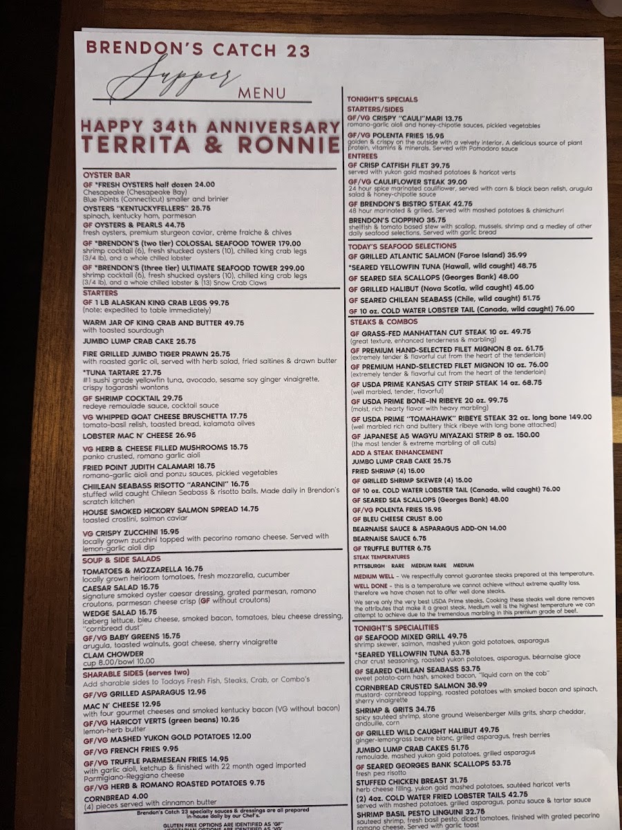 Menu Brendon's Catch 23-2