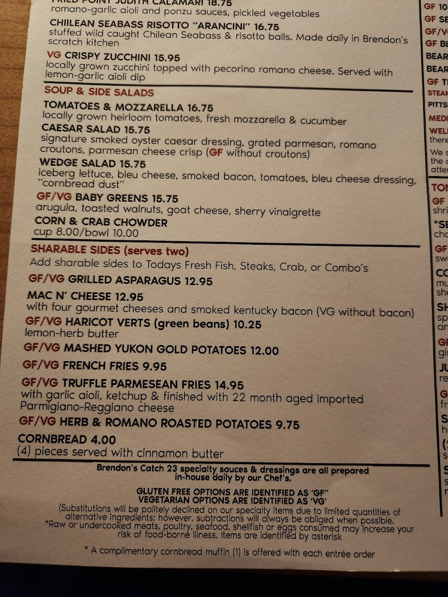 Menu Brendon's Catch 23-6