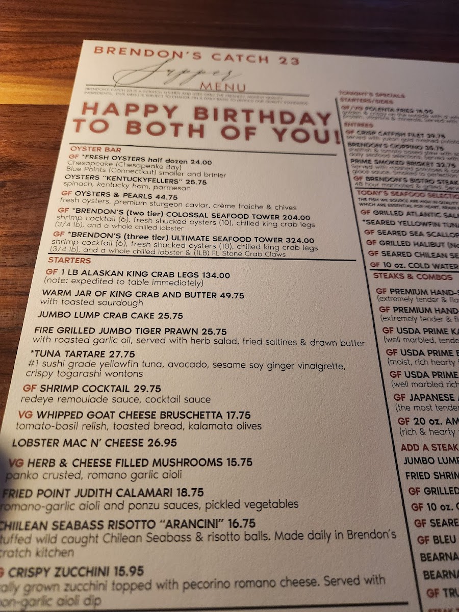 Menu Brendon's Catch 23-7