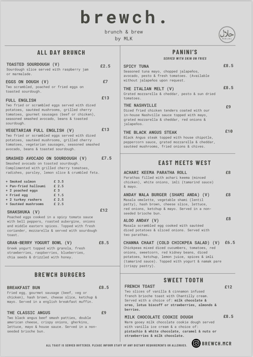 Menu Brewch. Manchester-1