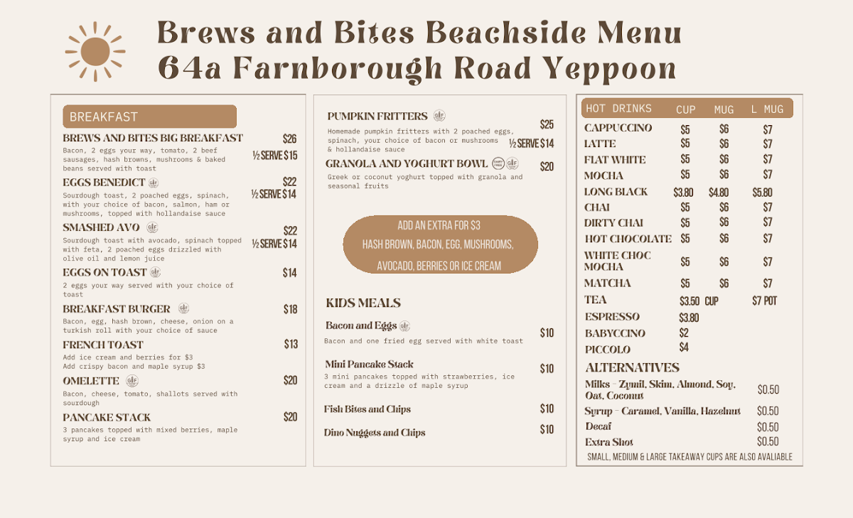 Menu Brews & Bites Beachside Cafe-2