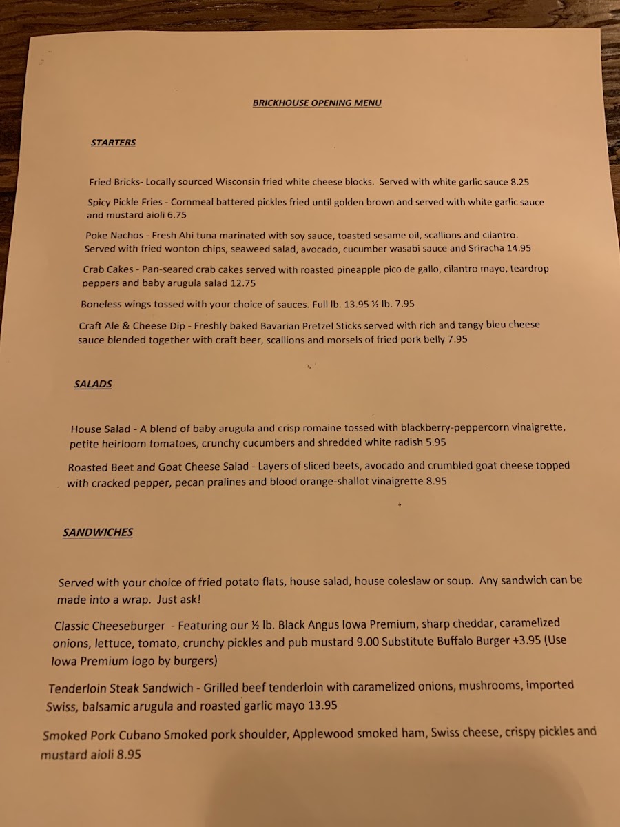 Menu Brick House Llc-3