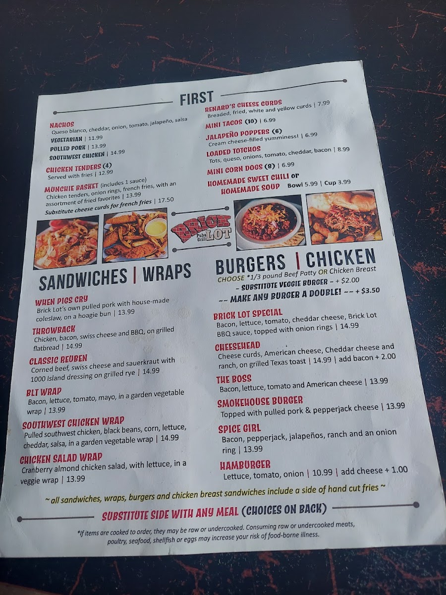 Menu Brick Lot Pub & Grill-2