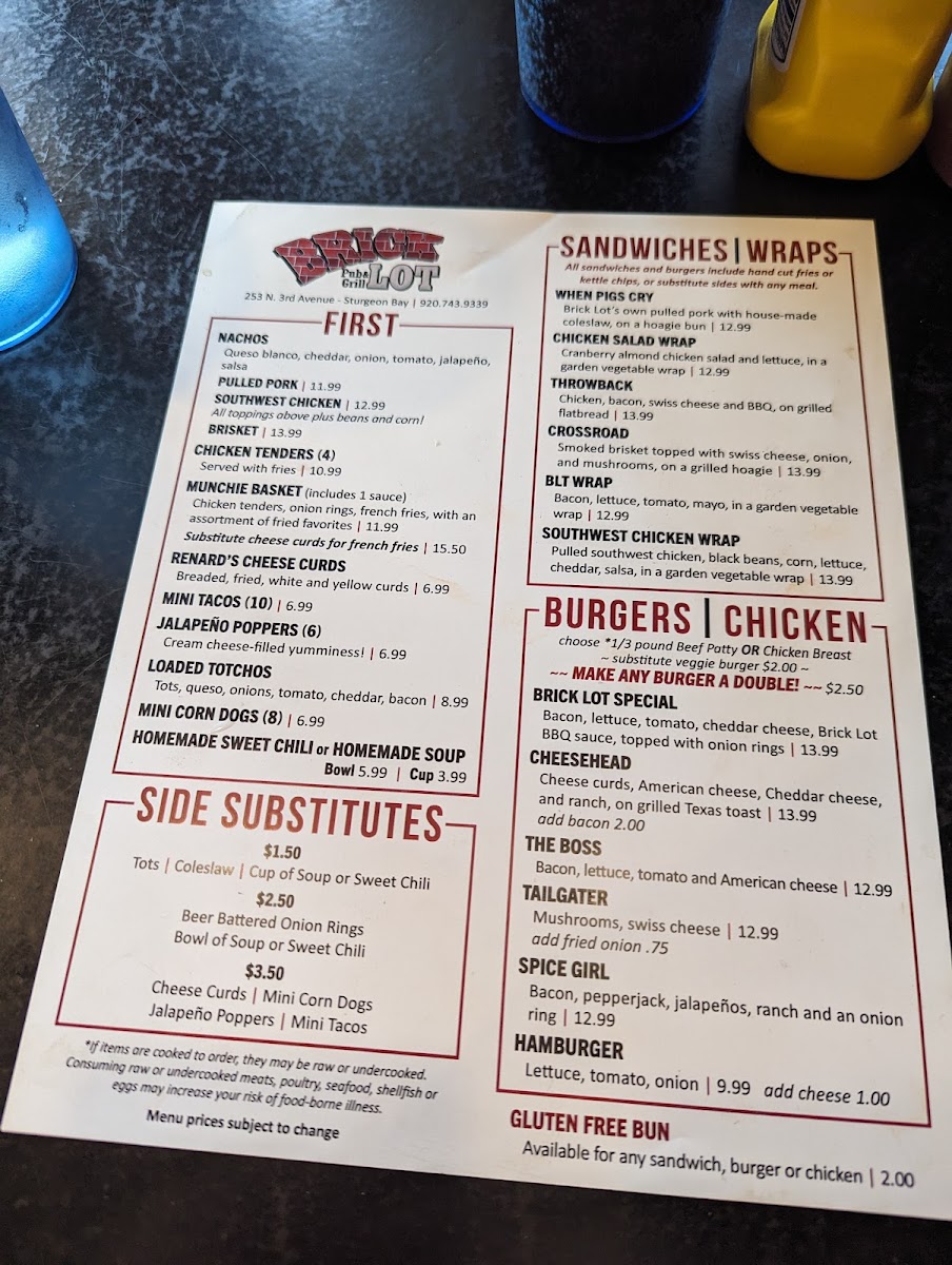 Menu Brick Lot Pub & Grill-3