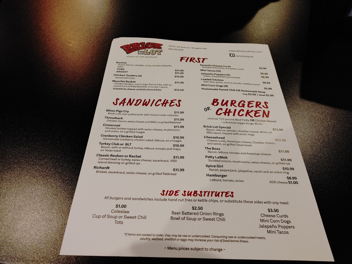 Menu Brick Lot Pub & Grill-4