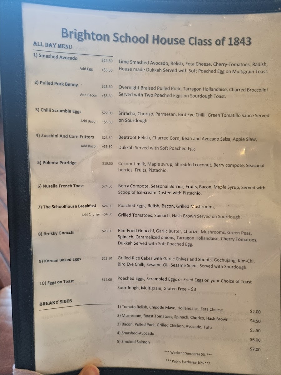 Menu Brighton Schoolhouse-1