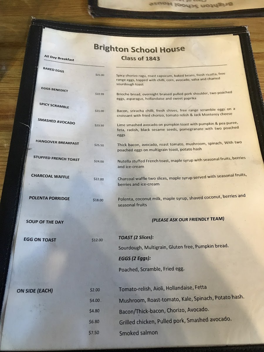 Menu Brighton Schoolhouse-4