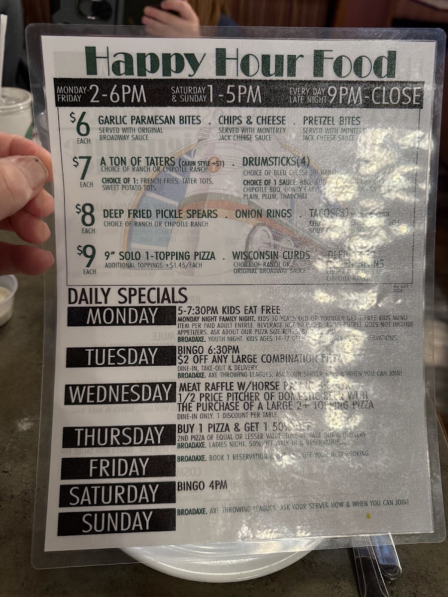 Menu Broadway Bar & Pizza With Broadaxe-7
