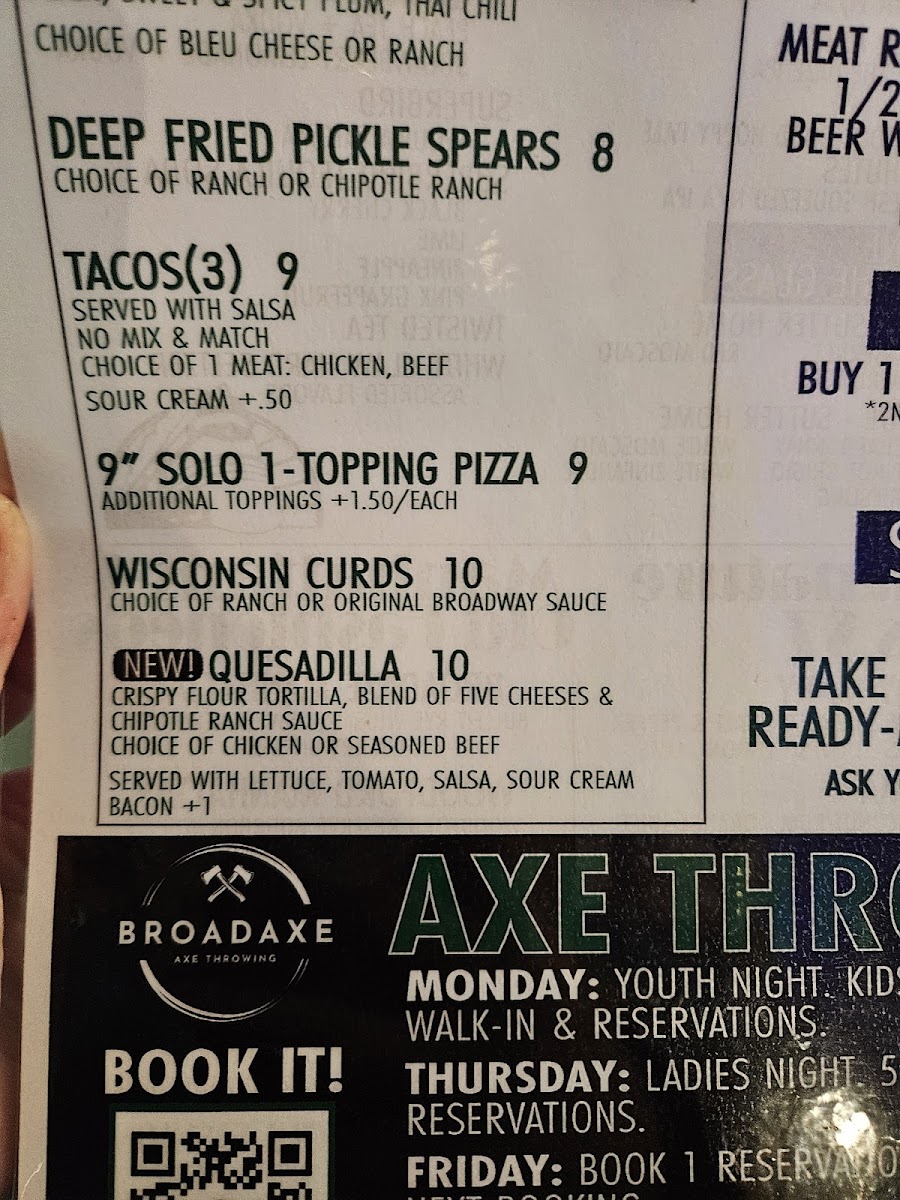 Menu Broadway Bar & Pizza With Broadaxe-9