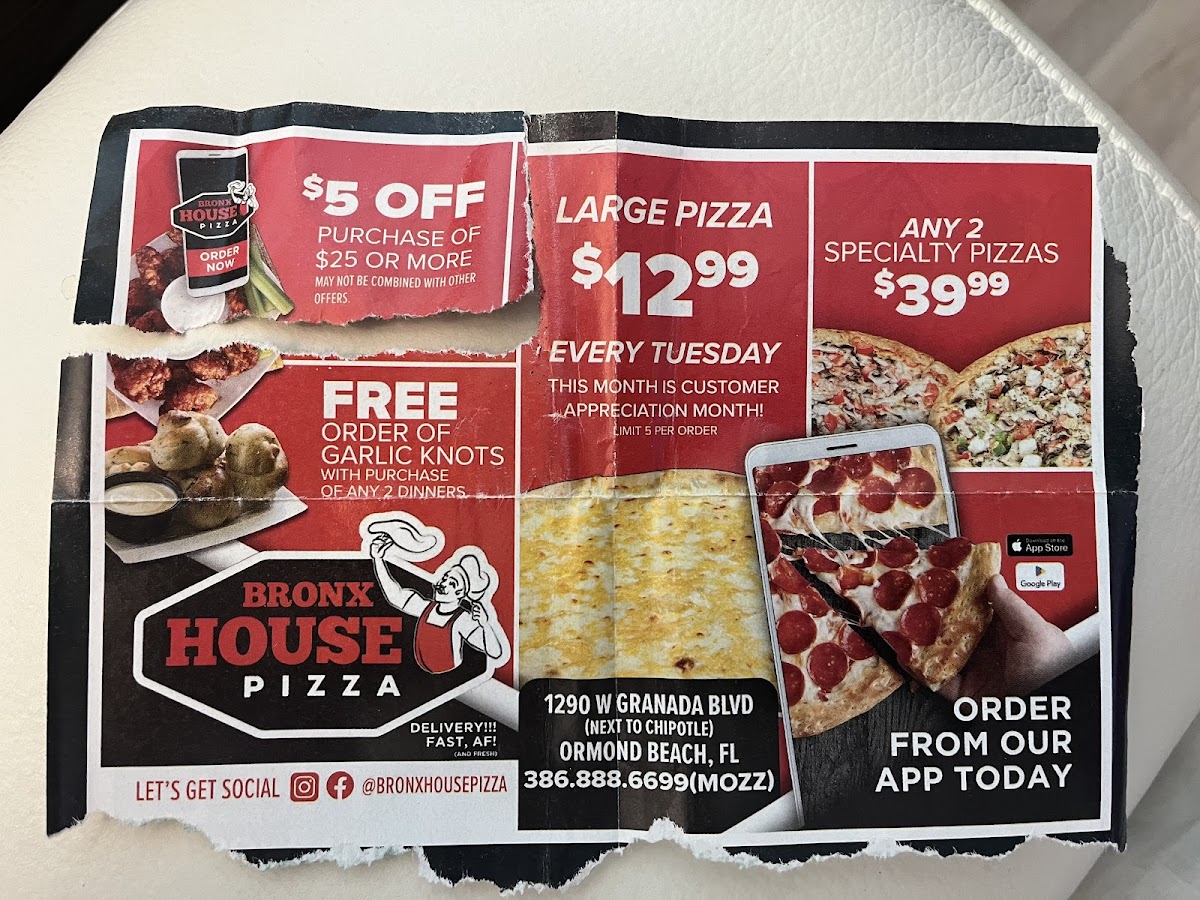Menu Bronx House Pizza - Ormond Beach-10