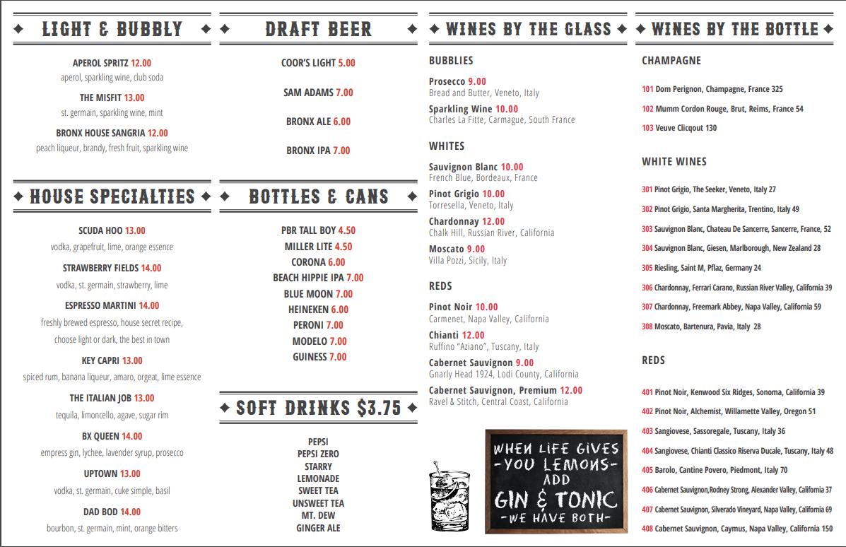Menu Bronx House Pizza - Port Orange-2