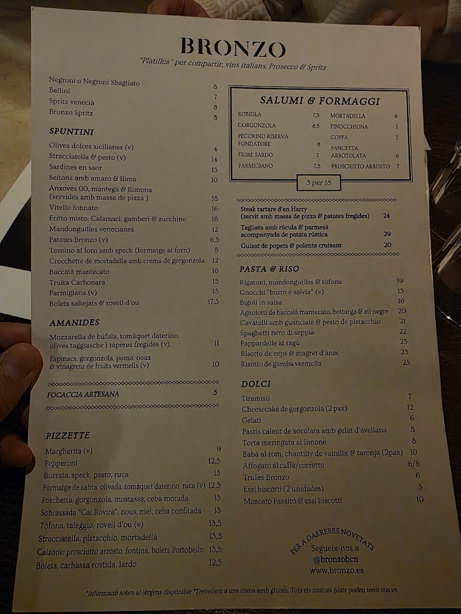 Menu Bronzo Restaurant | Born-2