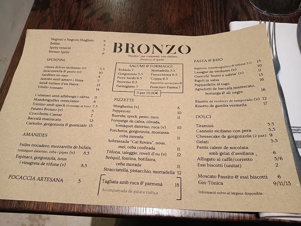 Menu Bronzo Restaurant | Born-4