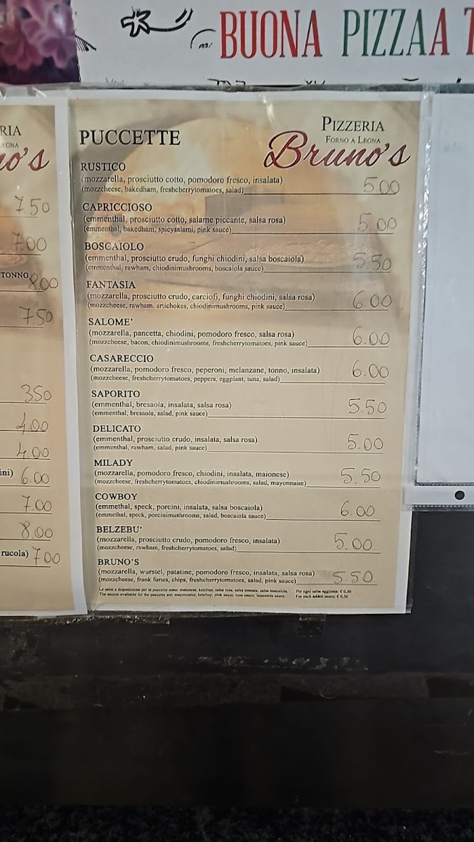 Menu Bruno's Pizzeria-1