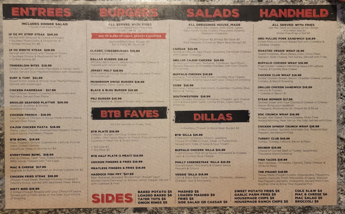 Menu Btb Wood Fired Pizza Bar & Grill-1