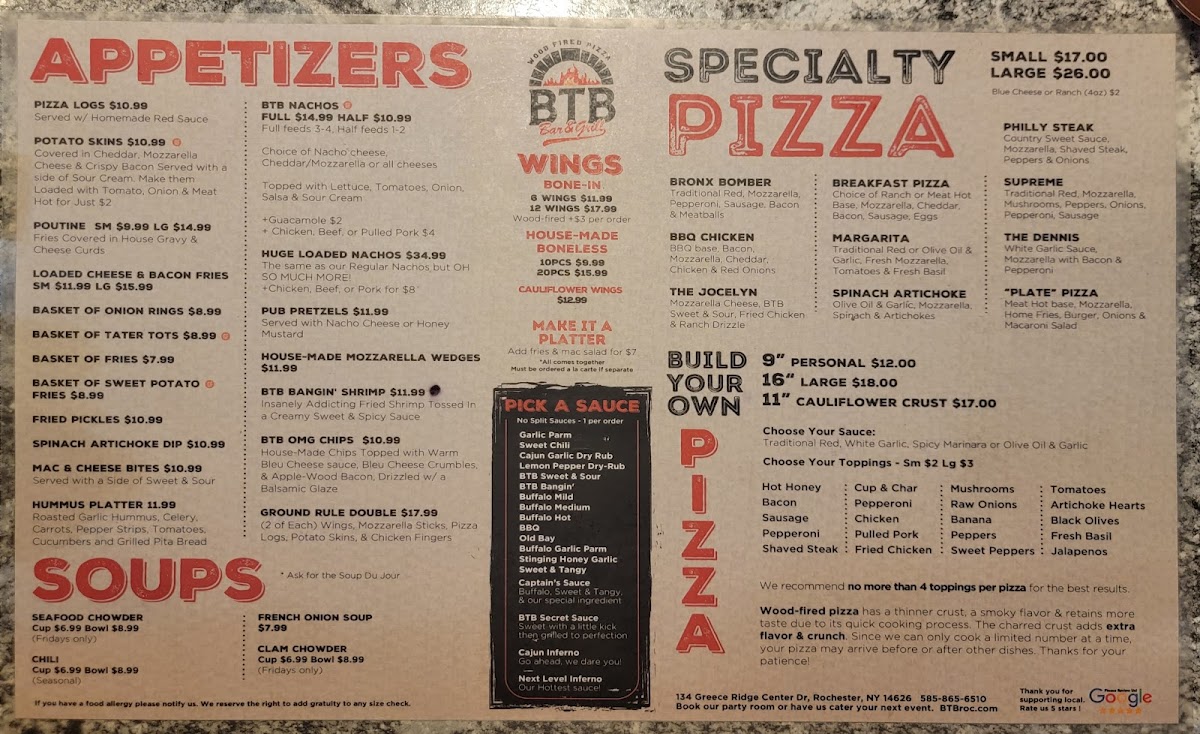 Menu Btb Wood Fired Pizza Bar & Grill-2