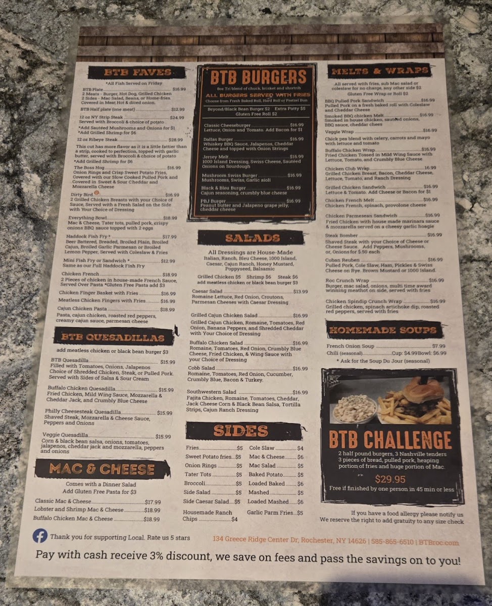 Menu Btb Wood Fired Pizza Bar & Grill-4