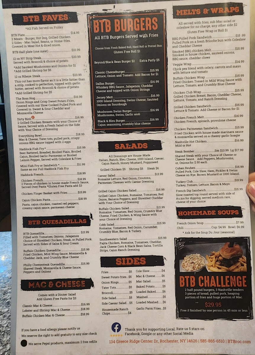 Menu Btb Wood Fired Pizza Bar & Grill-7