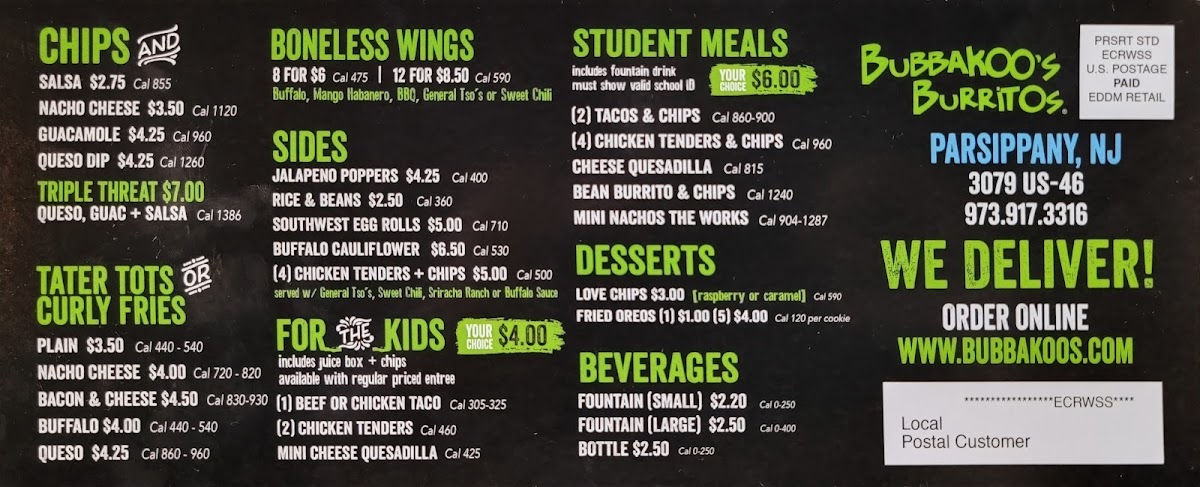 Menu Bubbakoo's Burritos-7