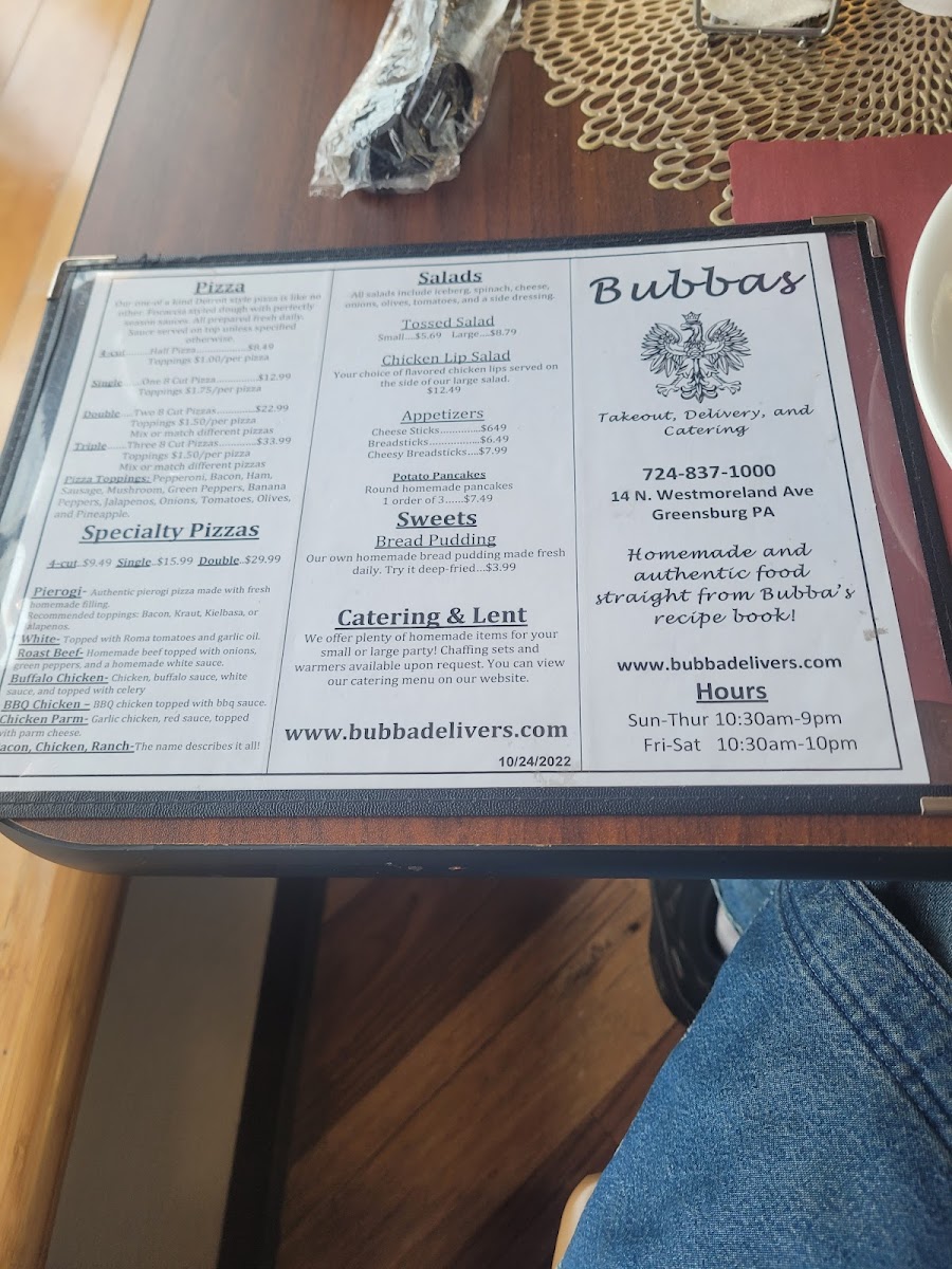 Menu Bubba's-1