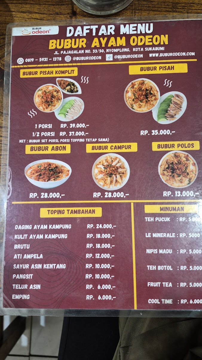 Menu Bubur Ayam Odeon-3