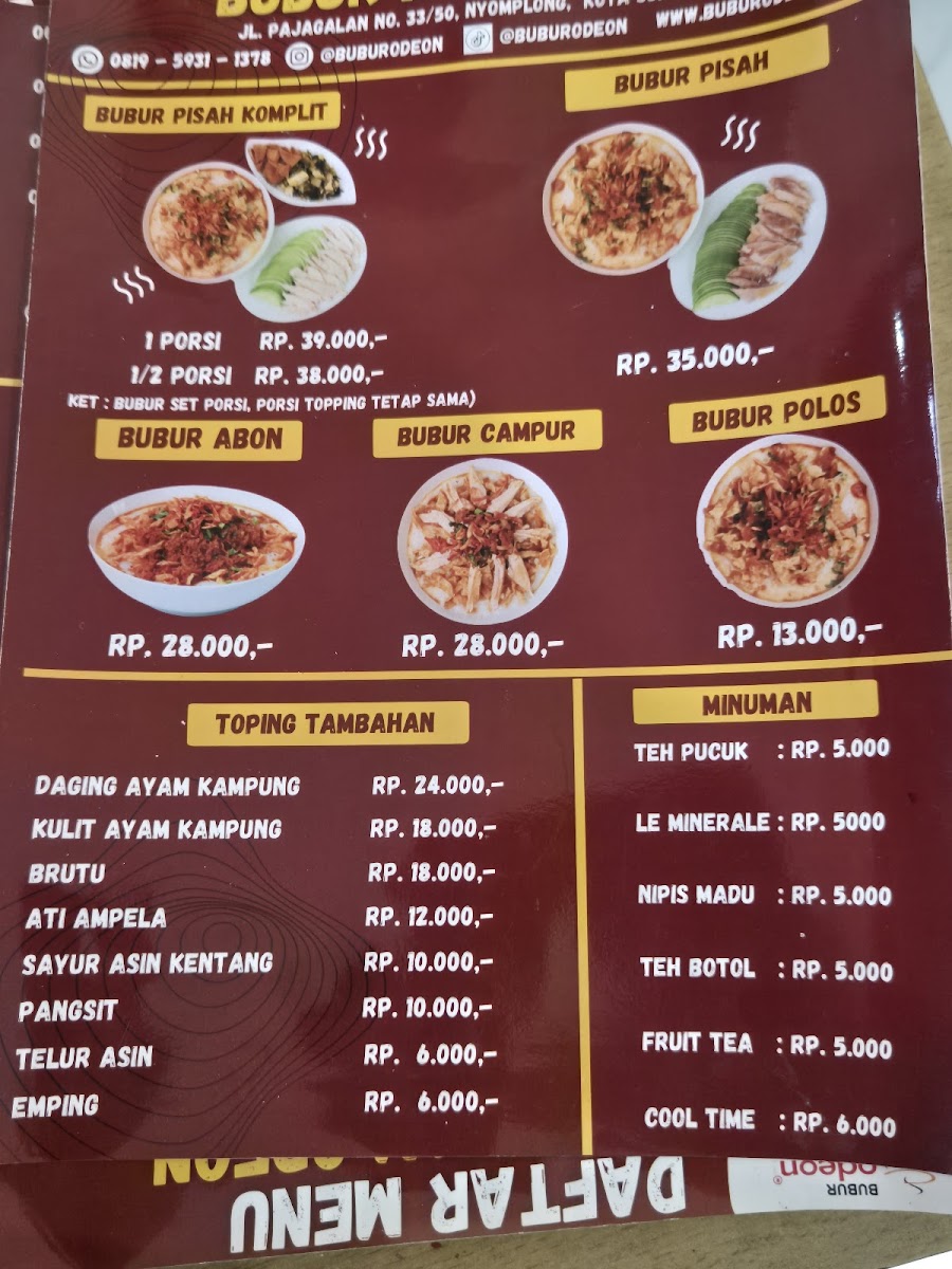 Menu Bubur Ayam Odeon-5