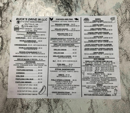 Menu Buck's Drive-In-3