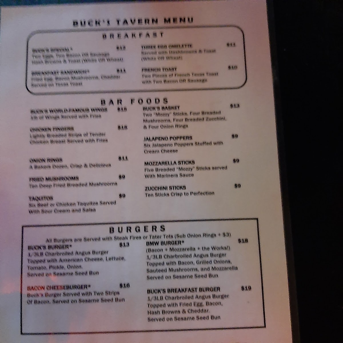 Menu Buck's Tavern-2