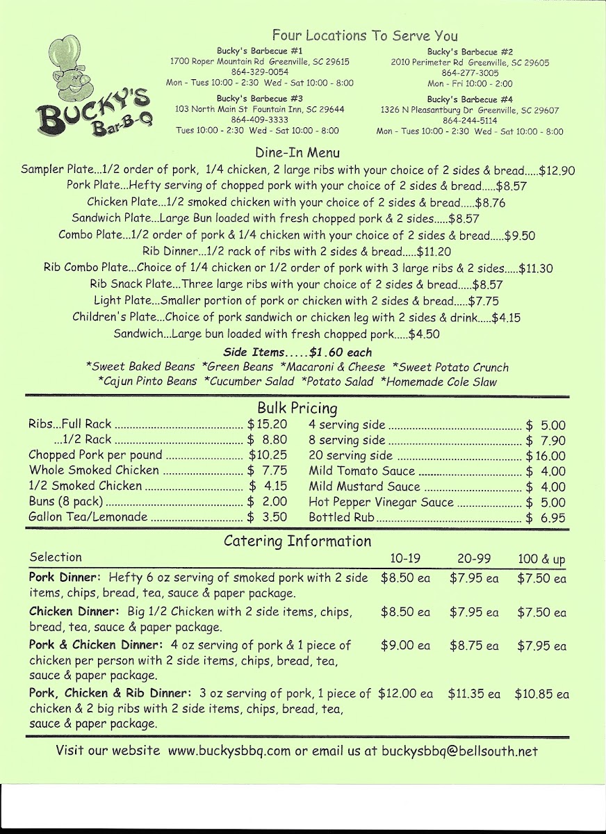 Menu Bucky's Bar-B-Q-1