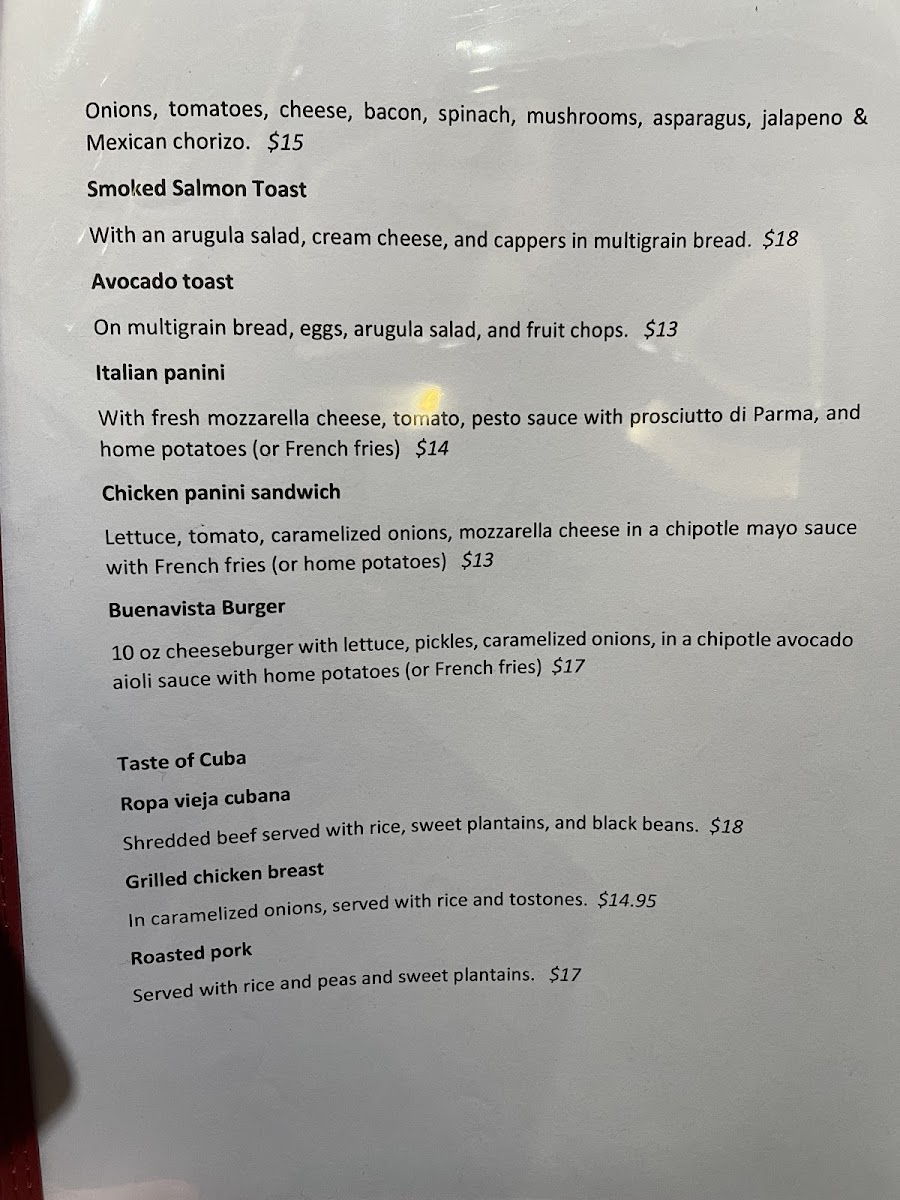 Menu Buena Vista Restaurant & Bar-5