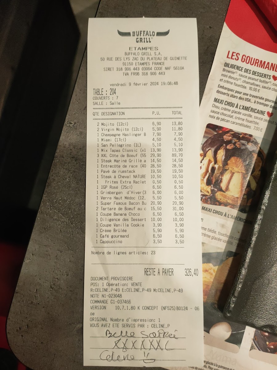 Menu Buffalo Grill Étampes-10