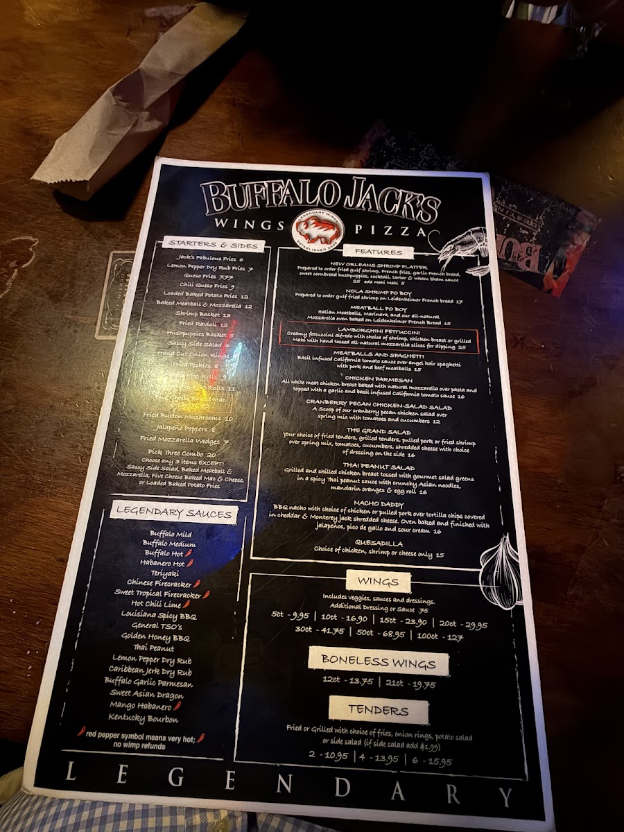Menu Buffalo Jack's Legendary Wings & Pizza-2