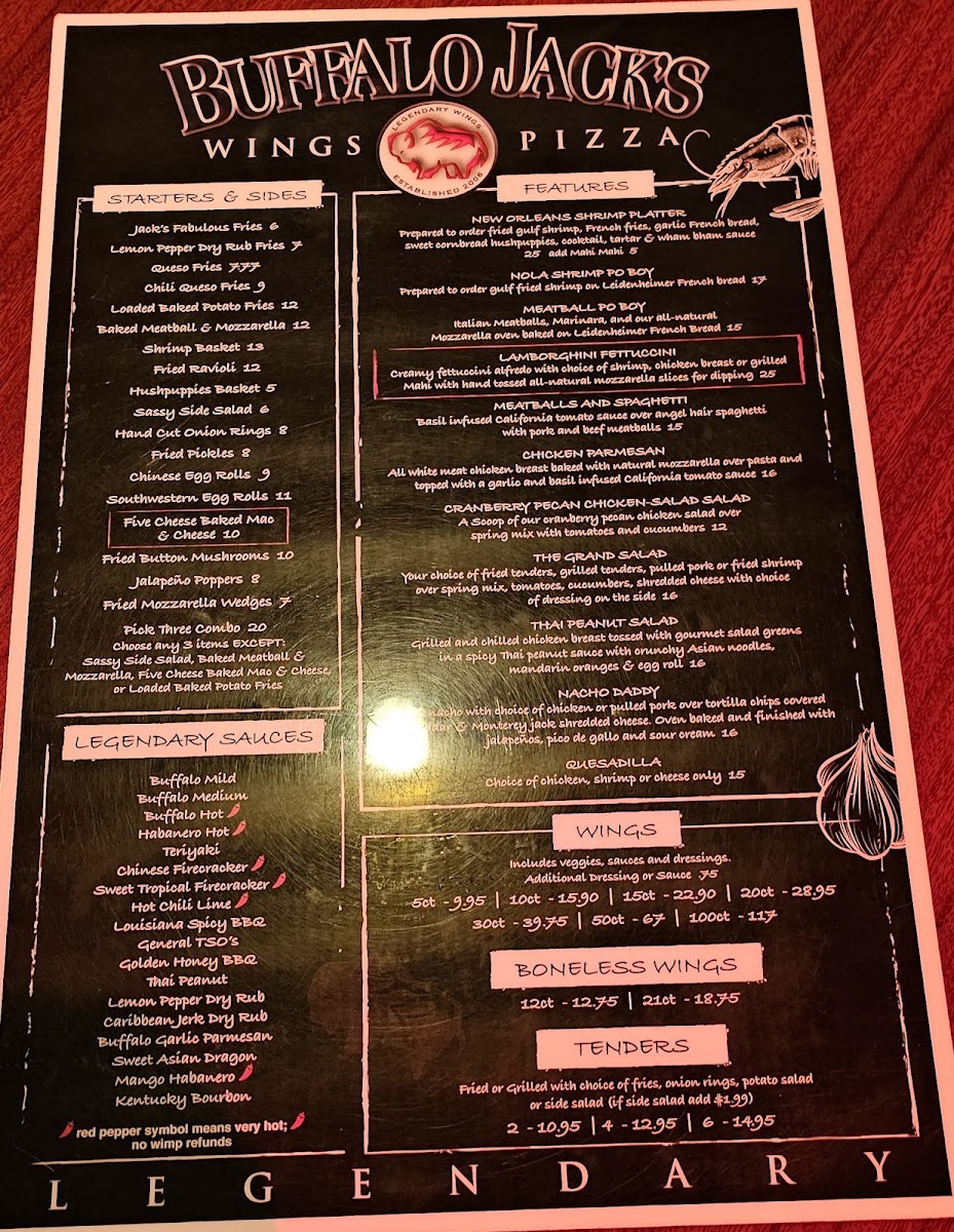 Menu Buffalo Jack's Legendary Wings & Pizza-3