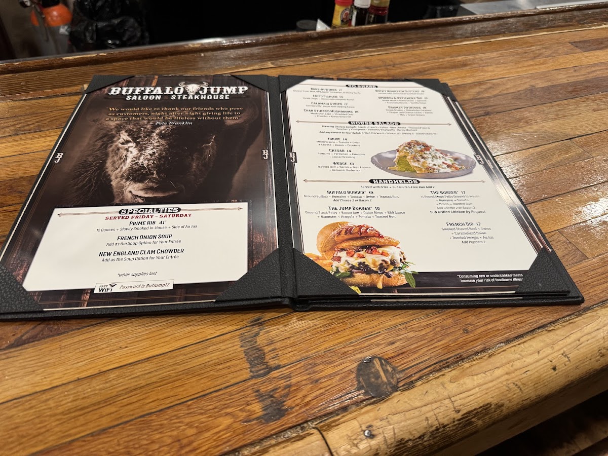 Menu Buffalo Jump Steakhouse-1