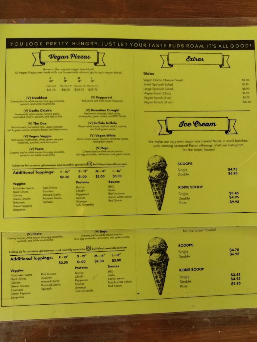 Menu Buffalo Pizza & Ice Cream Co-8