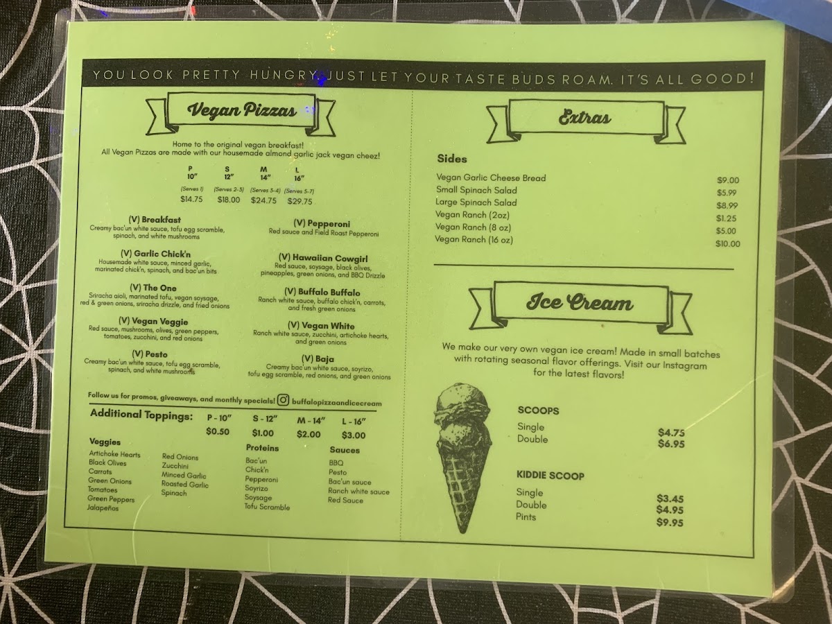 Menu Buffalo Pizza & Ice Cream Co-9