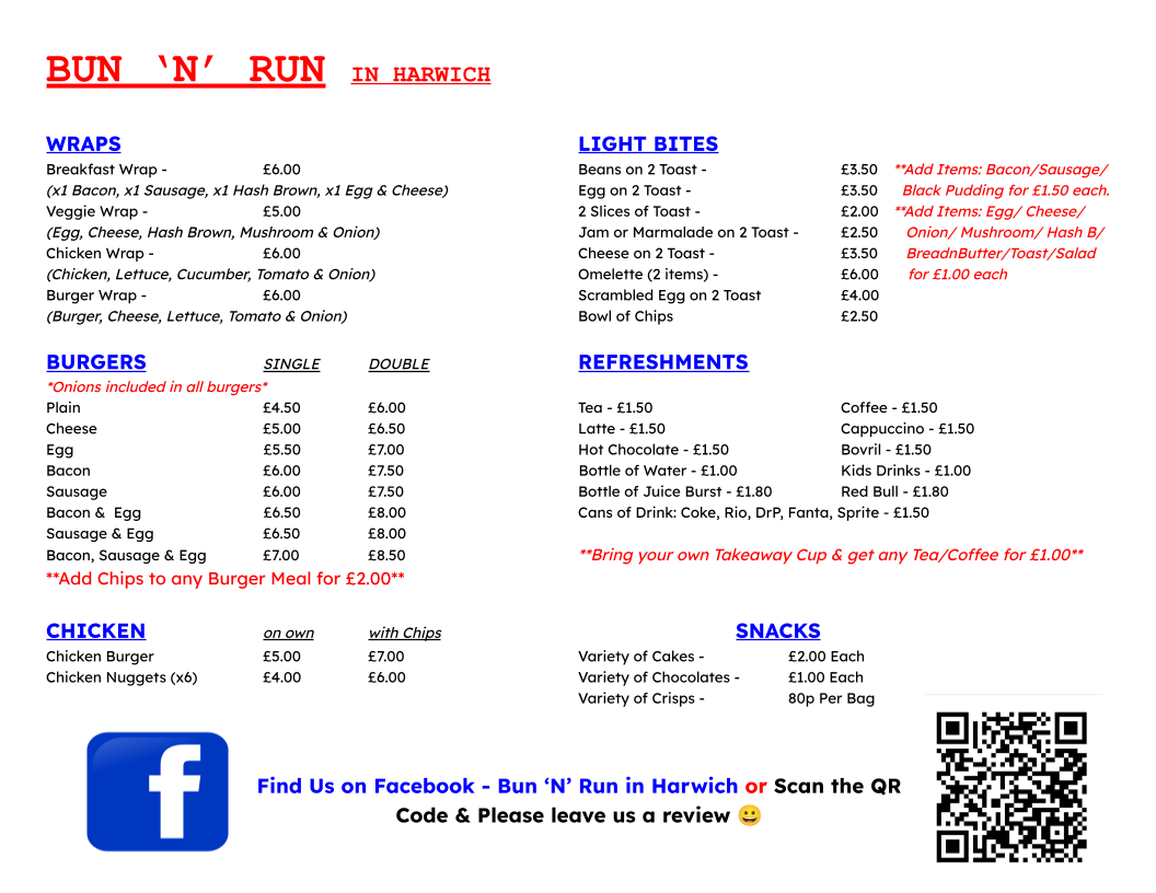 Menu Bun ‘N’ Run In Harwich-2
