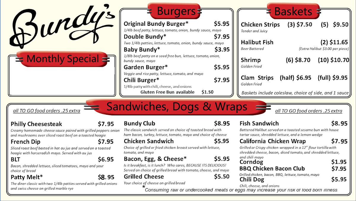 Menu Bundy's Cafe Drive-In-3