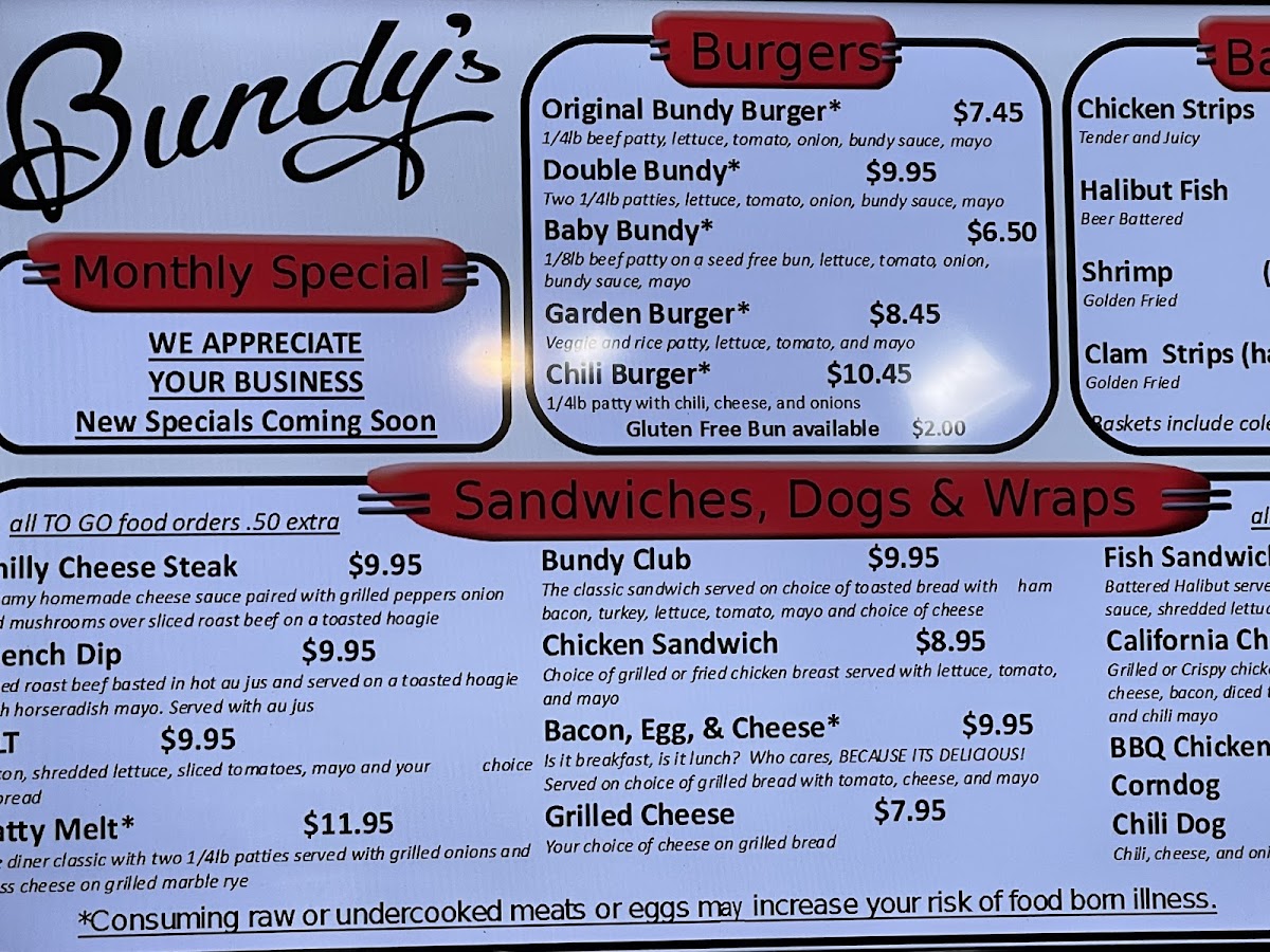 Menu Bundy's Cafe Drive-In-5