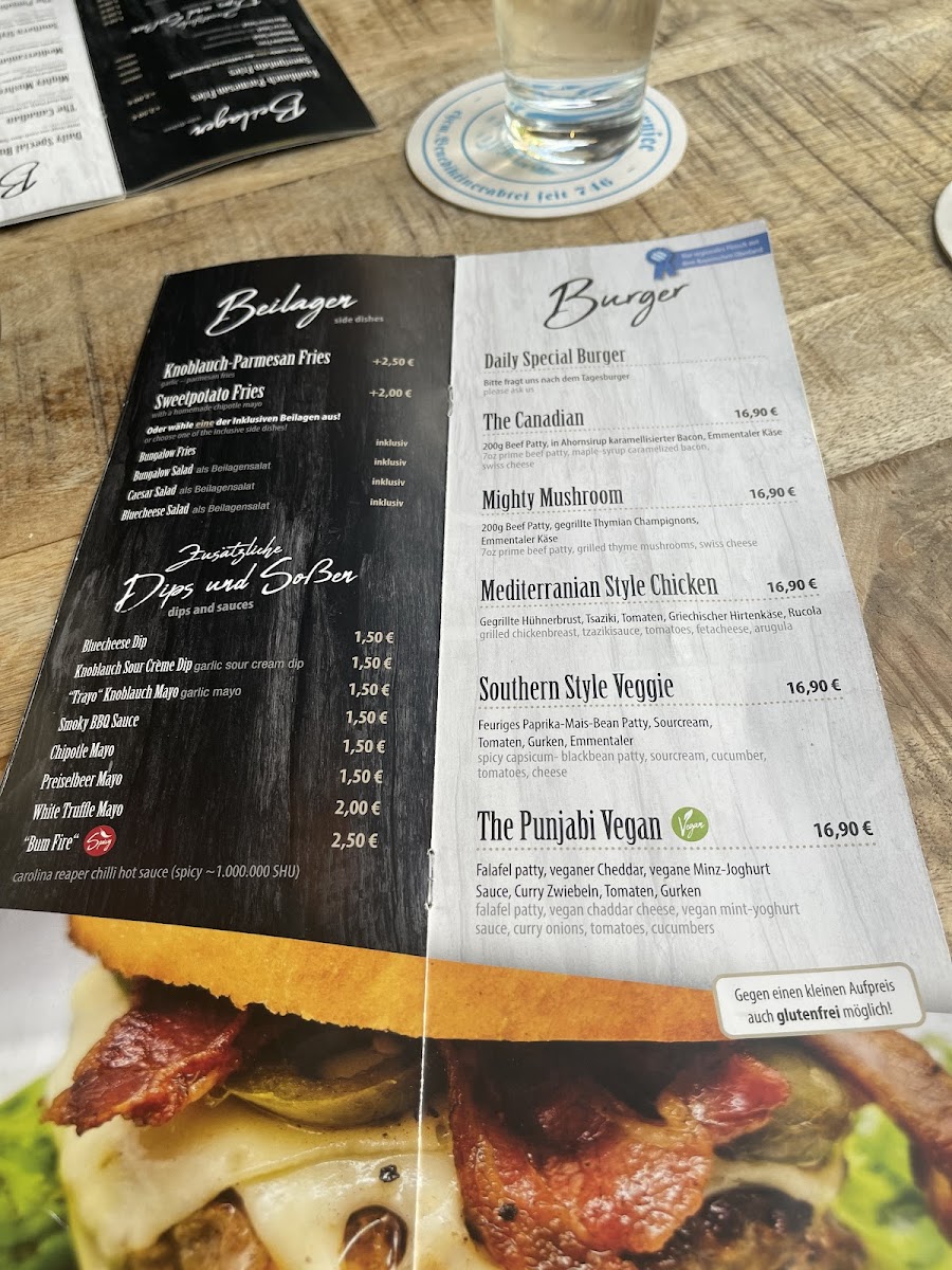 Menu Bungalow 7-1
