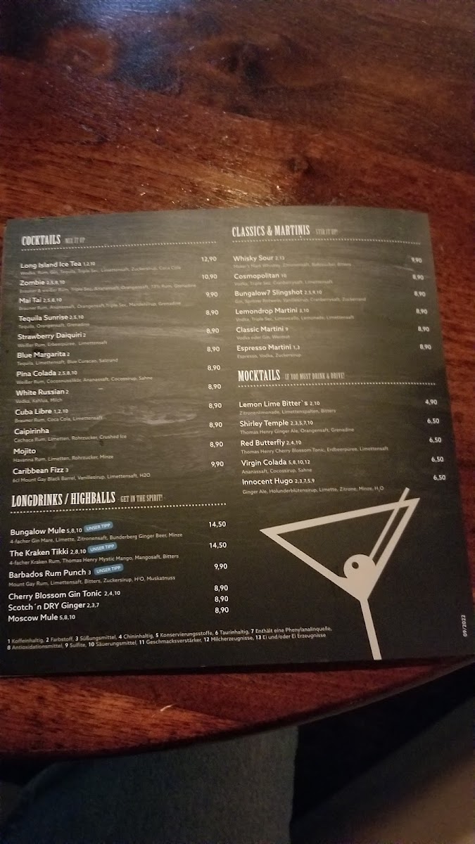 Menu Bungalow 7-10