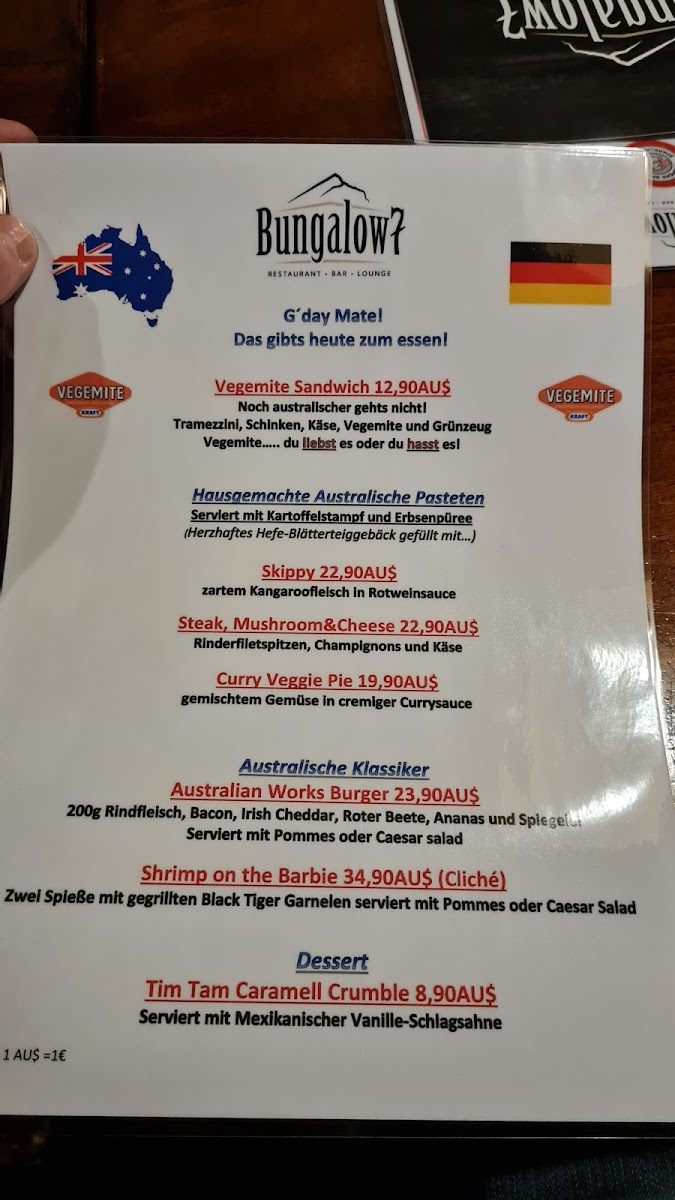 Menu Bungalow 7-8